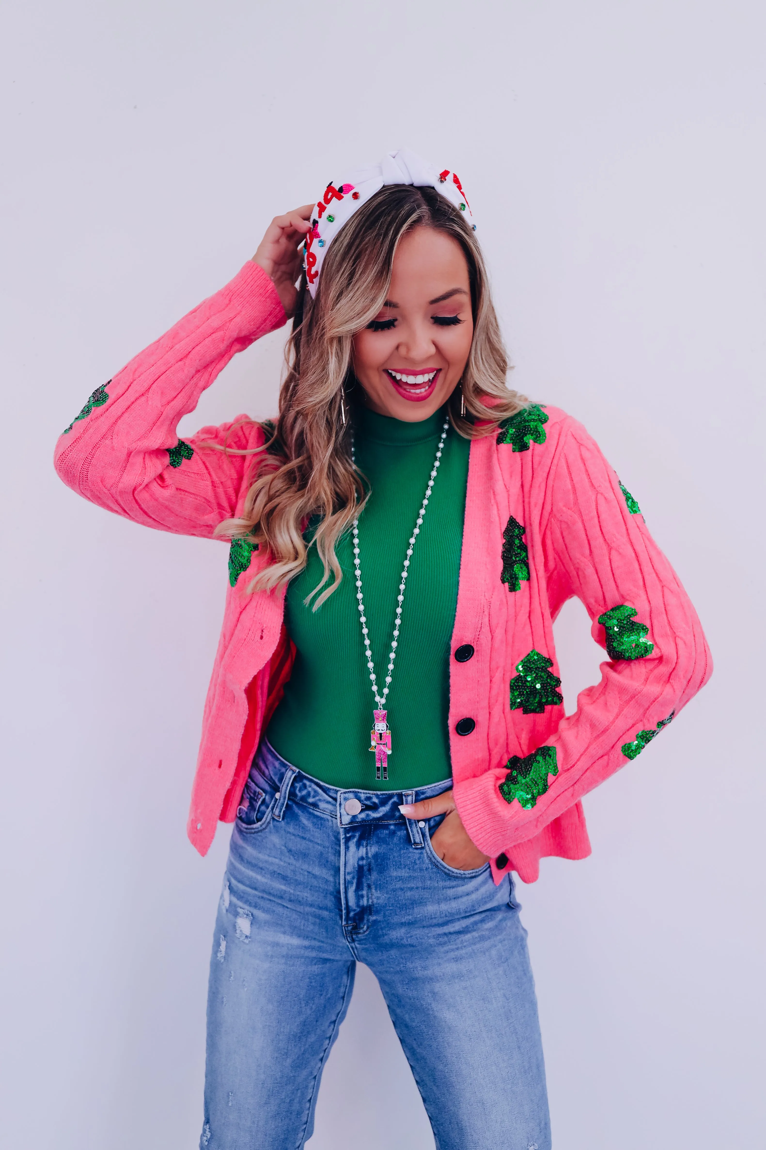 Noelle Sequin Cardigan - Pink