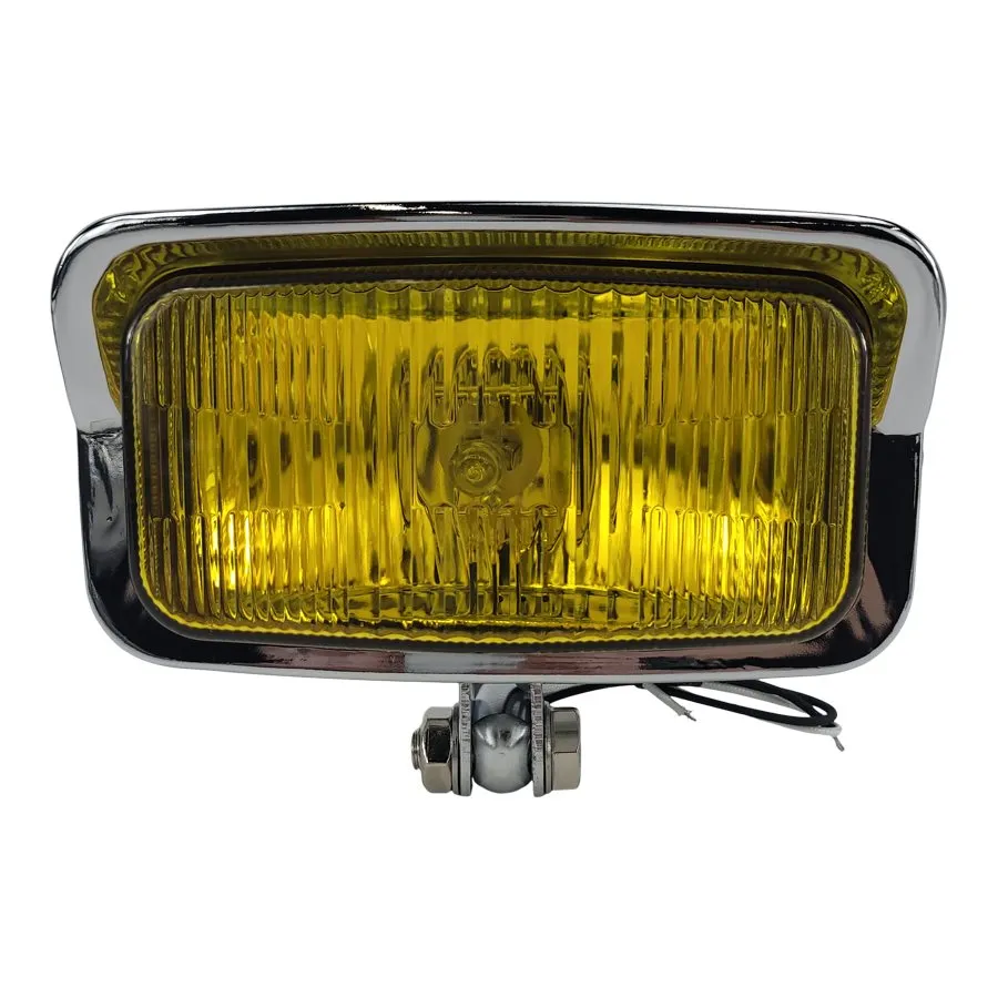 Rectangle Chopper Headlight - Chrome - Amber Lens