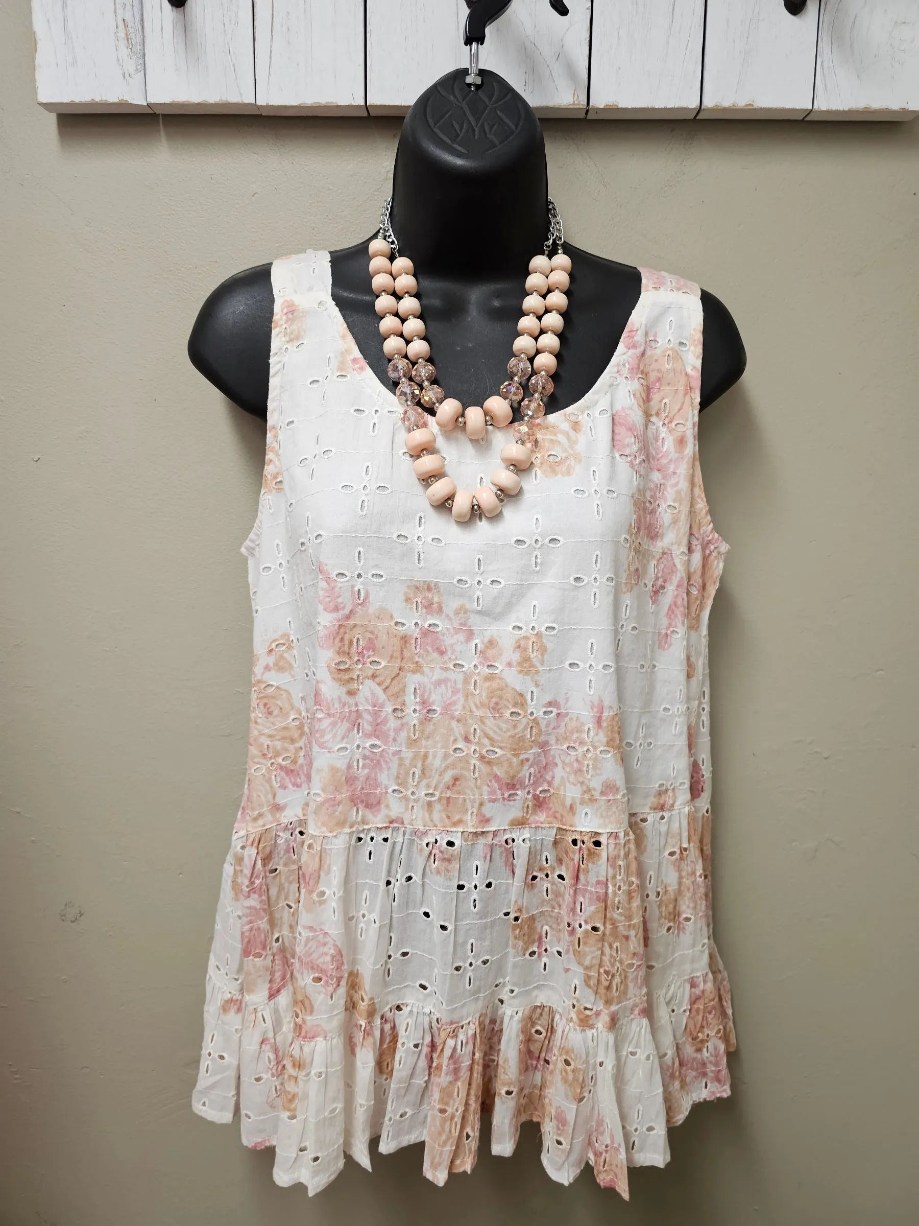 Romantic Pink Floral Tie Straps Top