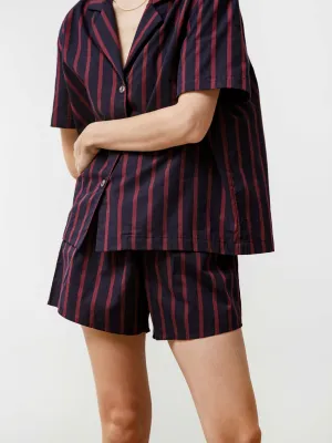 running short - striped poplin navy/wine