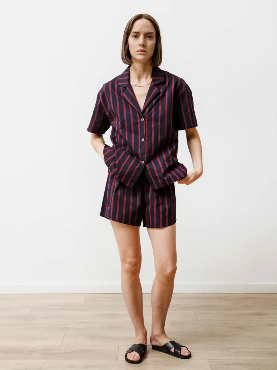 running short - striped poplin navy/wine