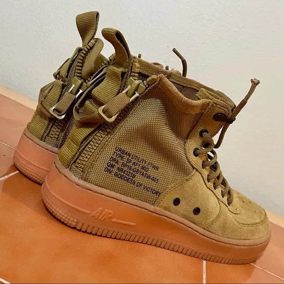 SF Air Force 1 Mid 'Desert Moss' Sneakers Size 6.5Y