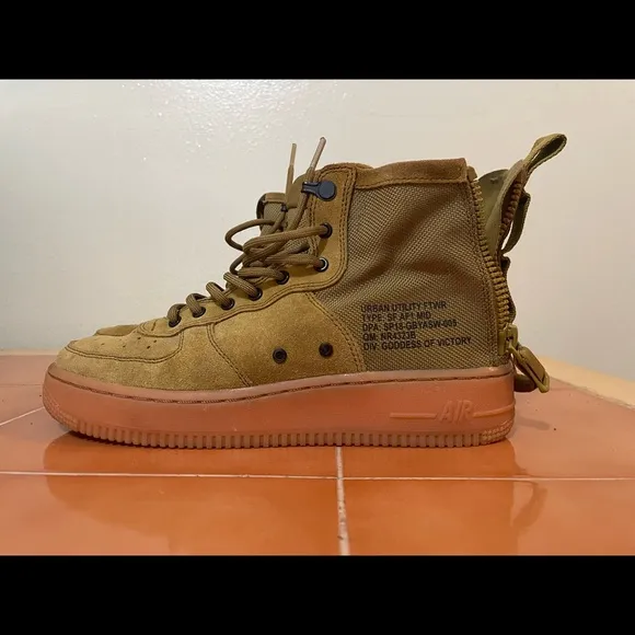 SF Air Force 1 Mid 'Desert Moss' Sneakers Size 6.5Y