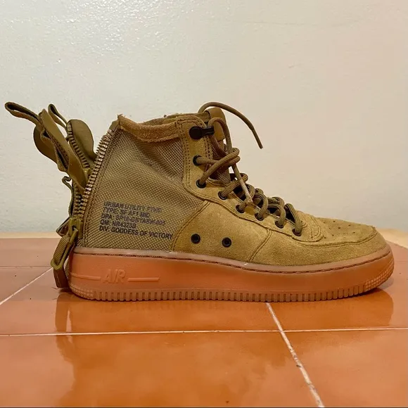 SF Air Force 1 Mid 'Desert Moss' Sneakers Size 6.5Y
