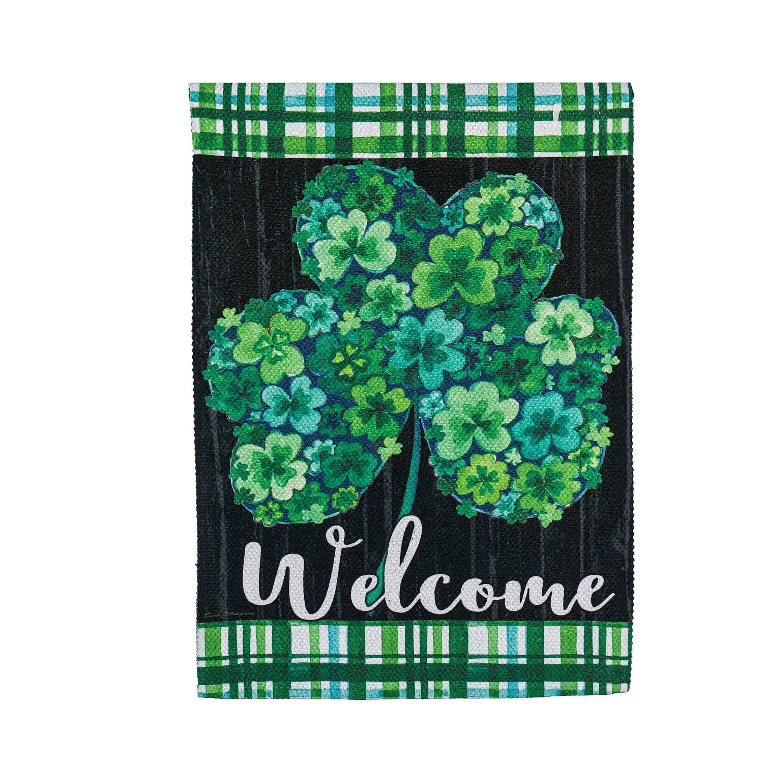 Shamrock Flowers Garden Textured Suede Flag,14es10189