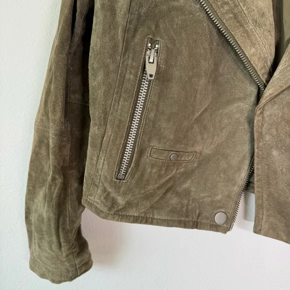 SL8 Olive Green Suede‎ Moto Jacket Small