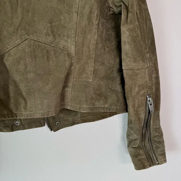 SL8 Olive Green Suede‎ Moto Jacket Small