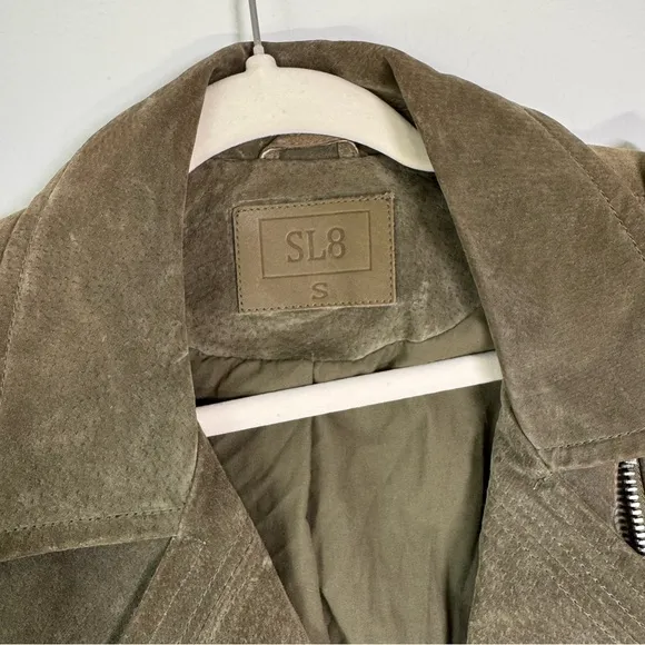 SL8 Olive Green Suede‎ Moto Jacket Small