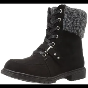 Stuart Weitzman Kids Luge Shearling Black Faux Suede Boots US4
