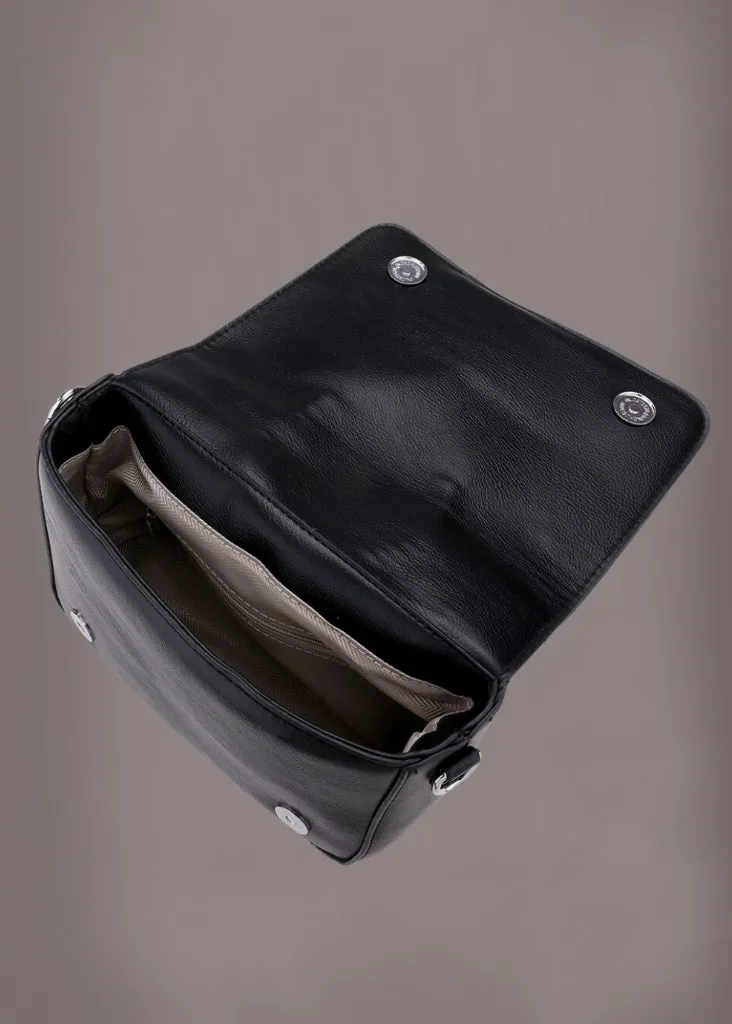Studded Black Leather Jacket Crossbody Bag