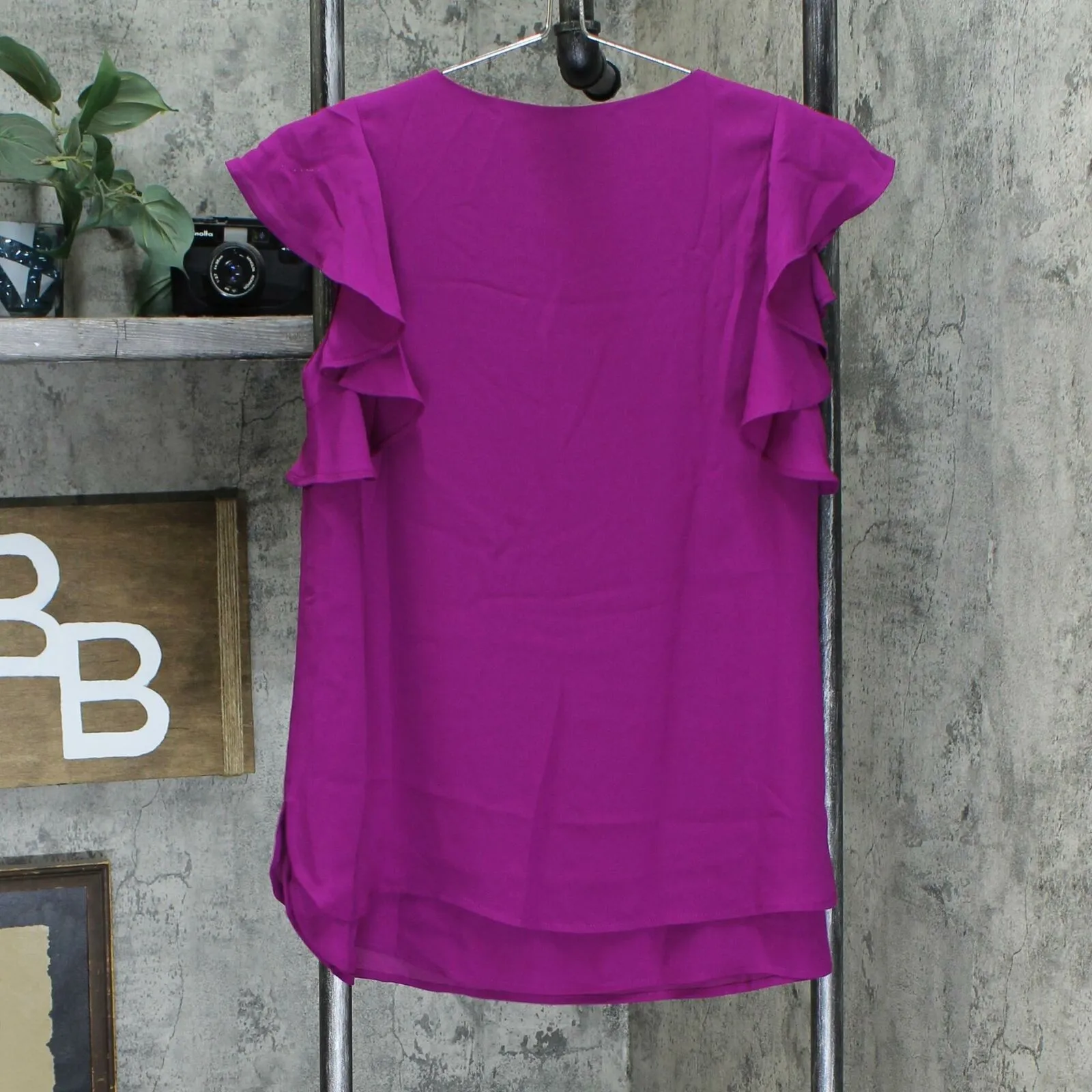 Susan Graver Women's Woven Top with Layered Ruffle Sleeves And Keyhole