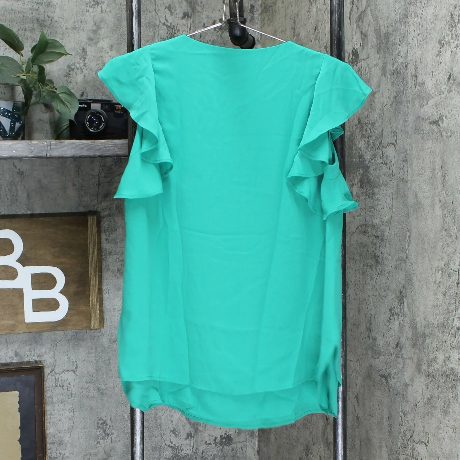Susan Graver Women's Woven Top with Layered Ruffle Sleeves And Keyhole