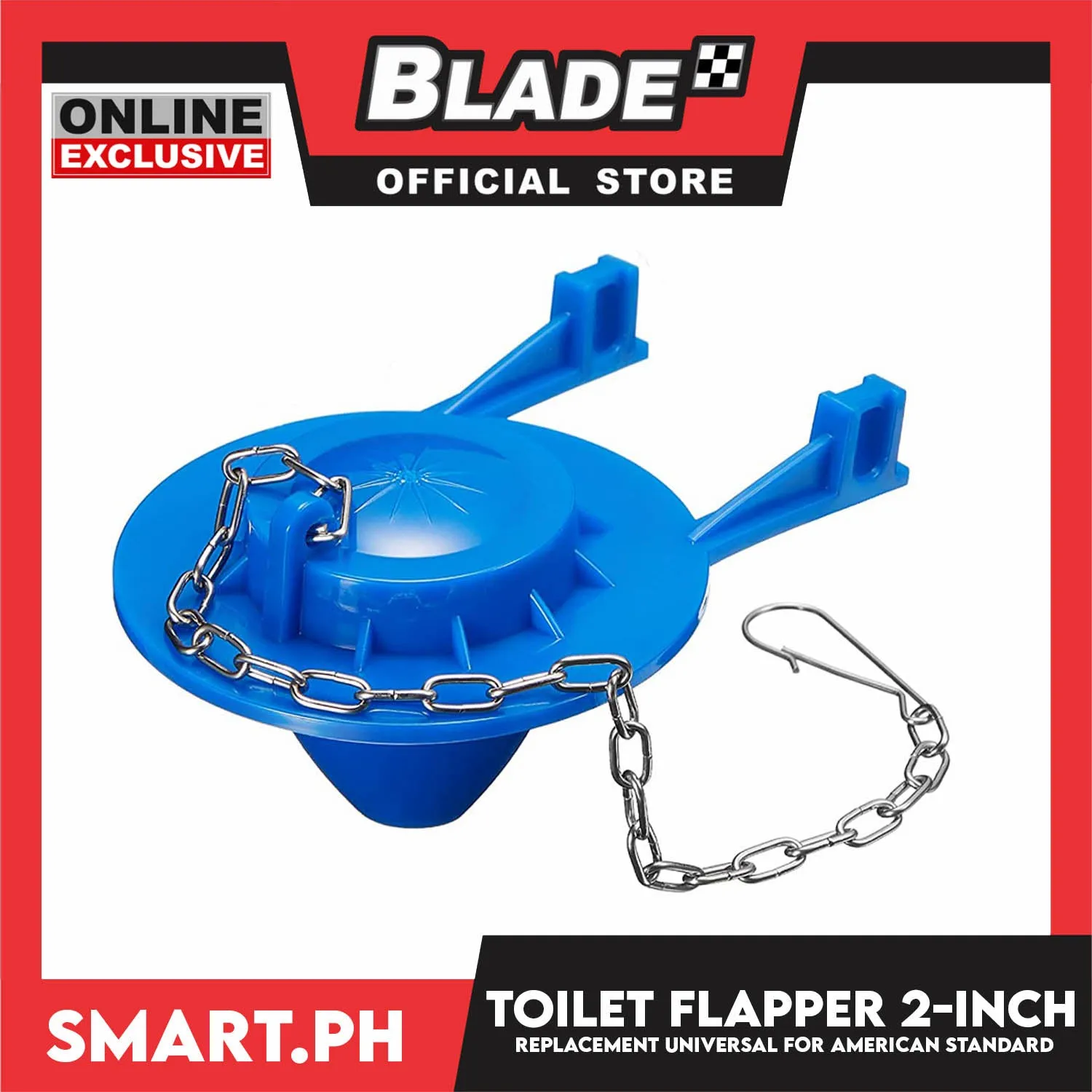Toilet Flapper Replacement 2-inch (Blue) Universal for American Standard, HCG, Toto, Sterling & All Toilet Brand with Stainless Chain & Long Lasting Rubber Water Saving fit 2'' Flush Valve Toilet Leaking Flapper