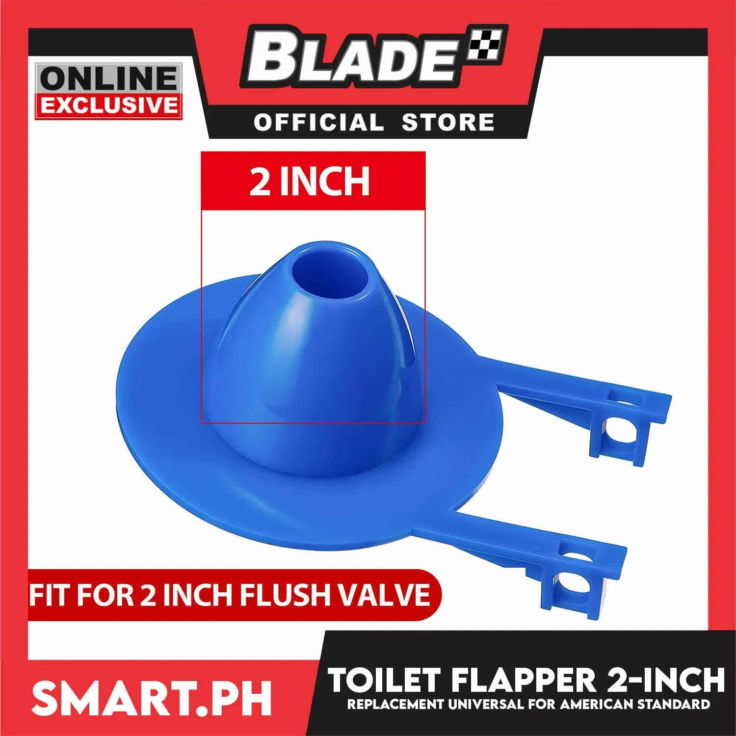 Toilet Flapper Replacement 2-inch (Blue) Universal for American Standard, HCG, Toto, Sterling & All Toilet Brand with Stainless Chain & Long Lasting Rubber Water Saving fit 2'' Flush Valve Toilet Leaking Flapper