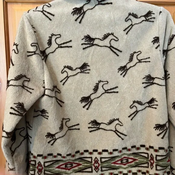 Tsunami primitive horse pattern equestrian fleece zip jacket