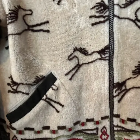 Tsunami primitive horse pattern equestrian fleece zip jacket