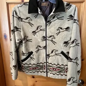 Tsunami primitive horse pattern equestrian fleece zip jacket