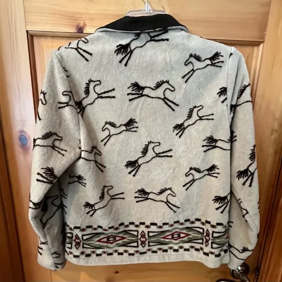 Tsunami primitive horse pattern equestrian fleece zip jacket