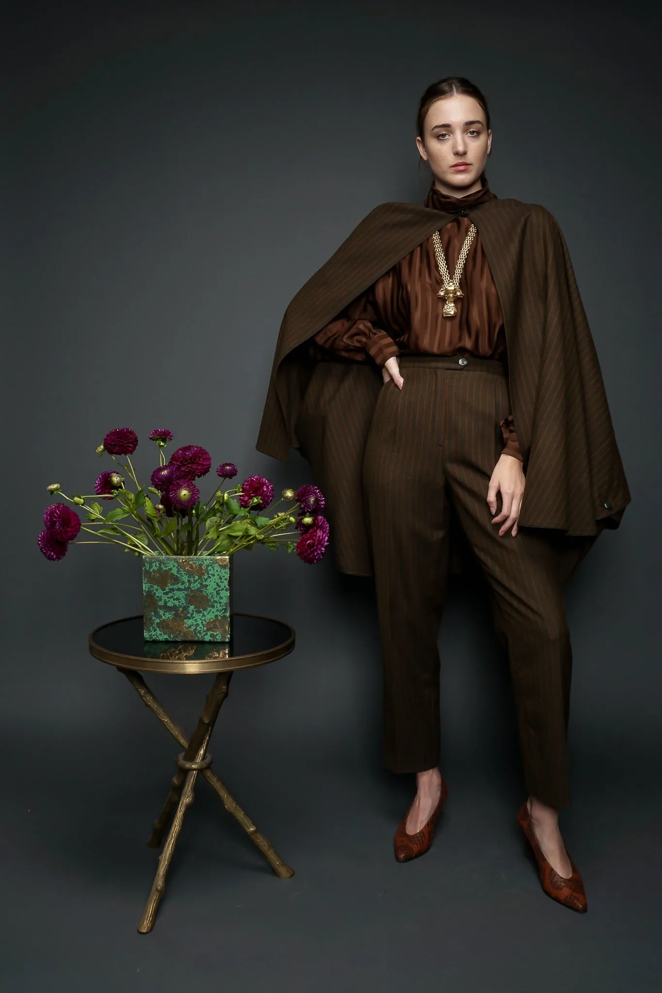 Tweed Stripe Cape & Pant Set
