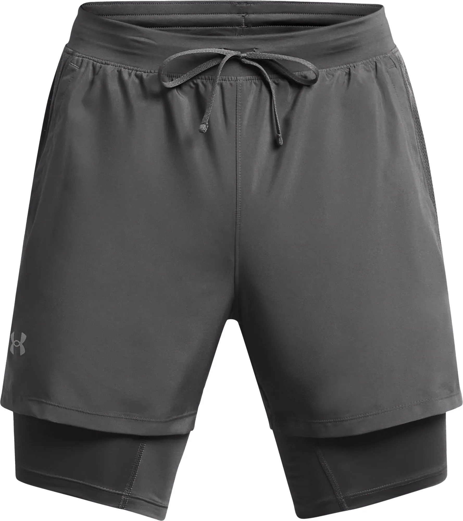 Under Armour Launch 2 In 1 Mens Running Shorts - Grey