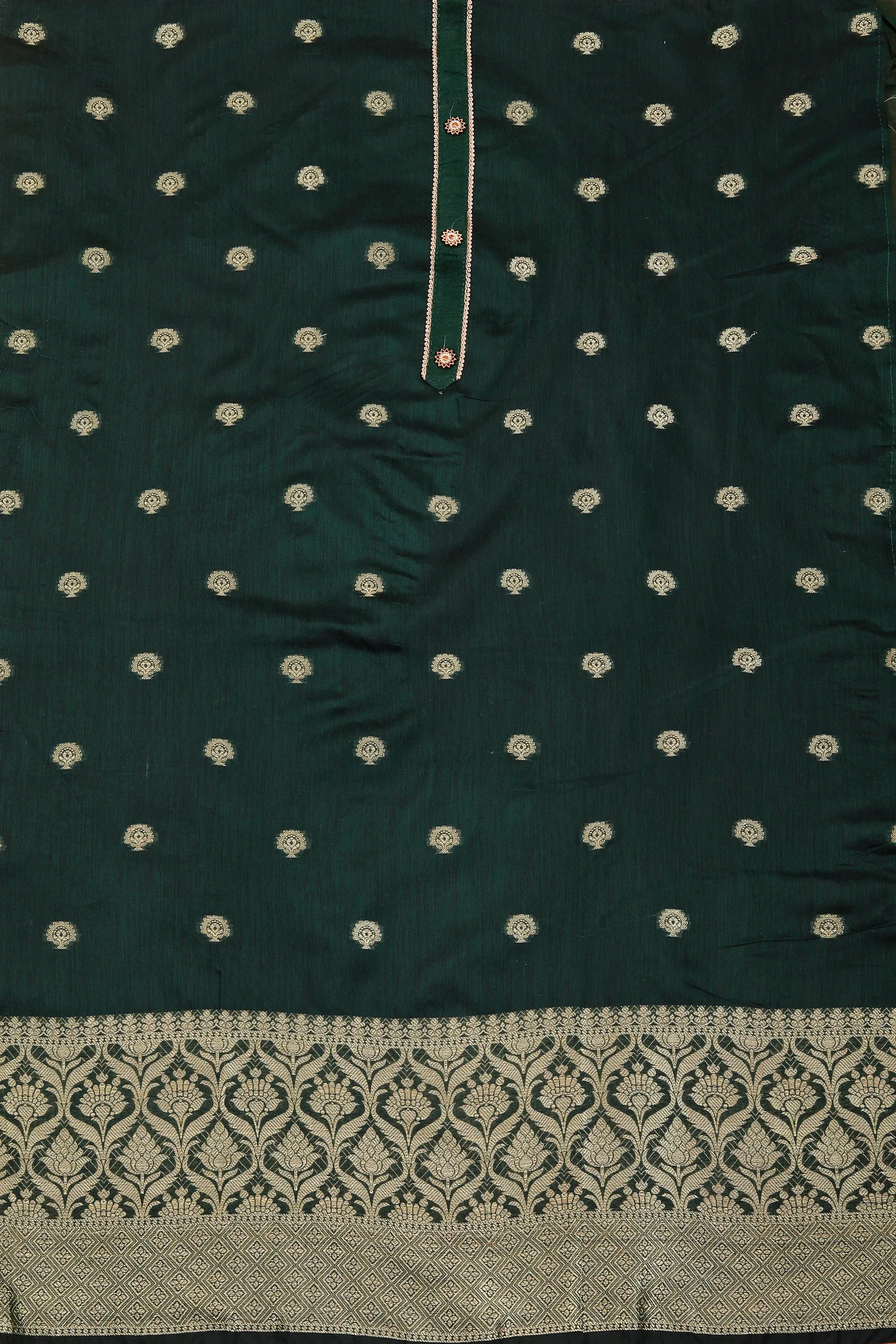 Unstitched Zari Woven Silk Blend Dress Material With Dupatta