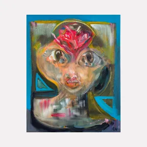 Viewer with Red Flower