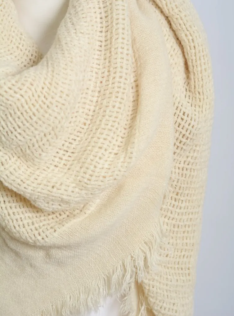 Warm Burgundy Open Weave Square Scarf / Blanket