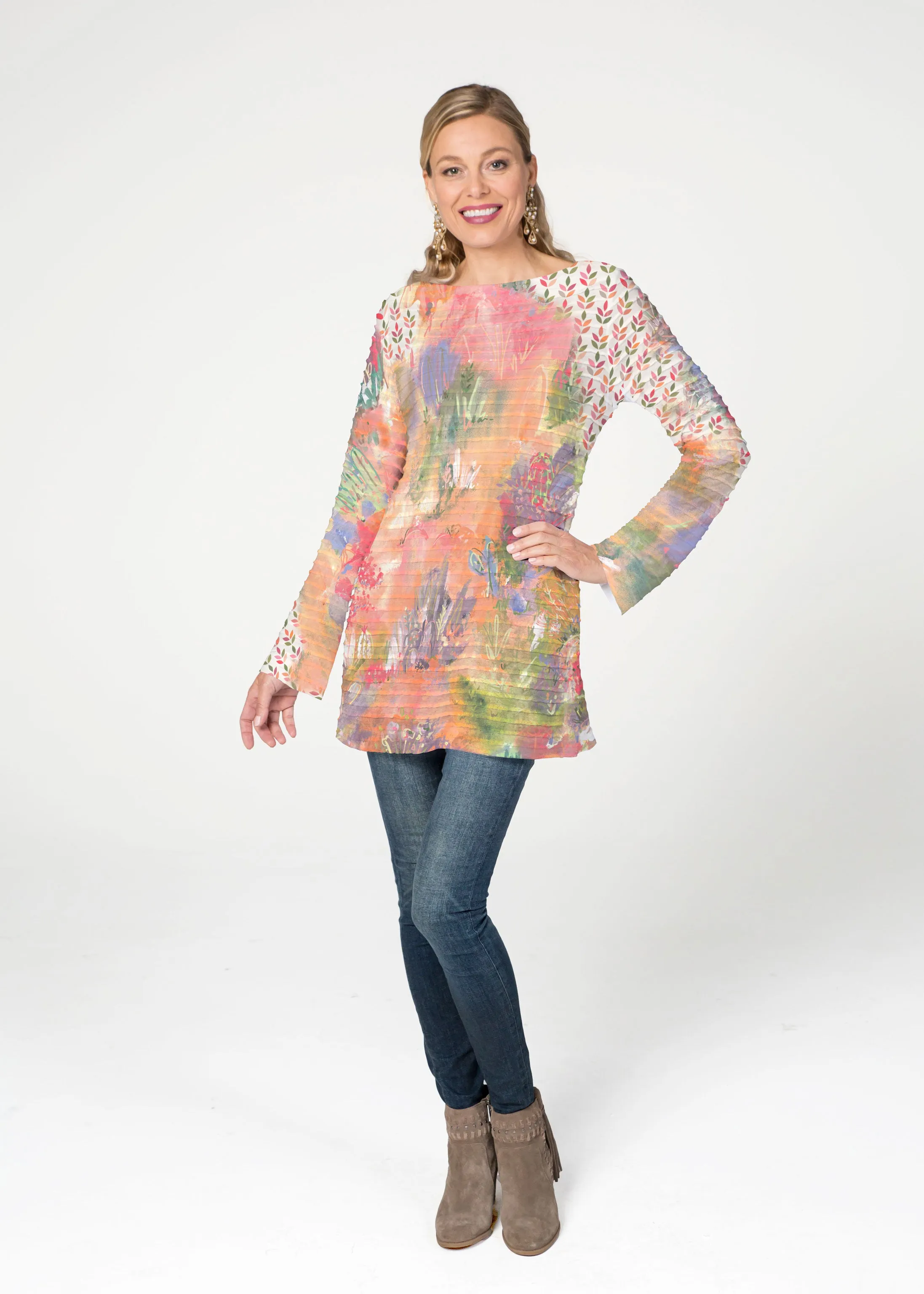 Warm Desert Vibes (17248) ~ Banded Boatneck Tunic