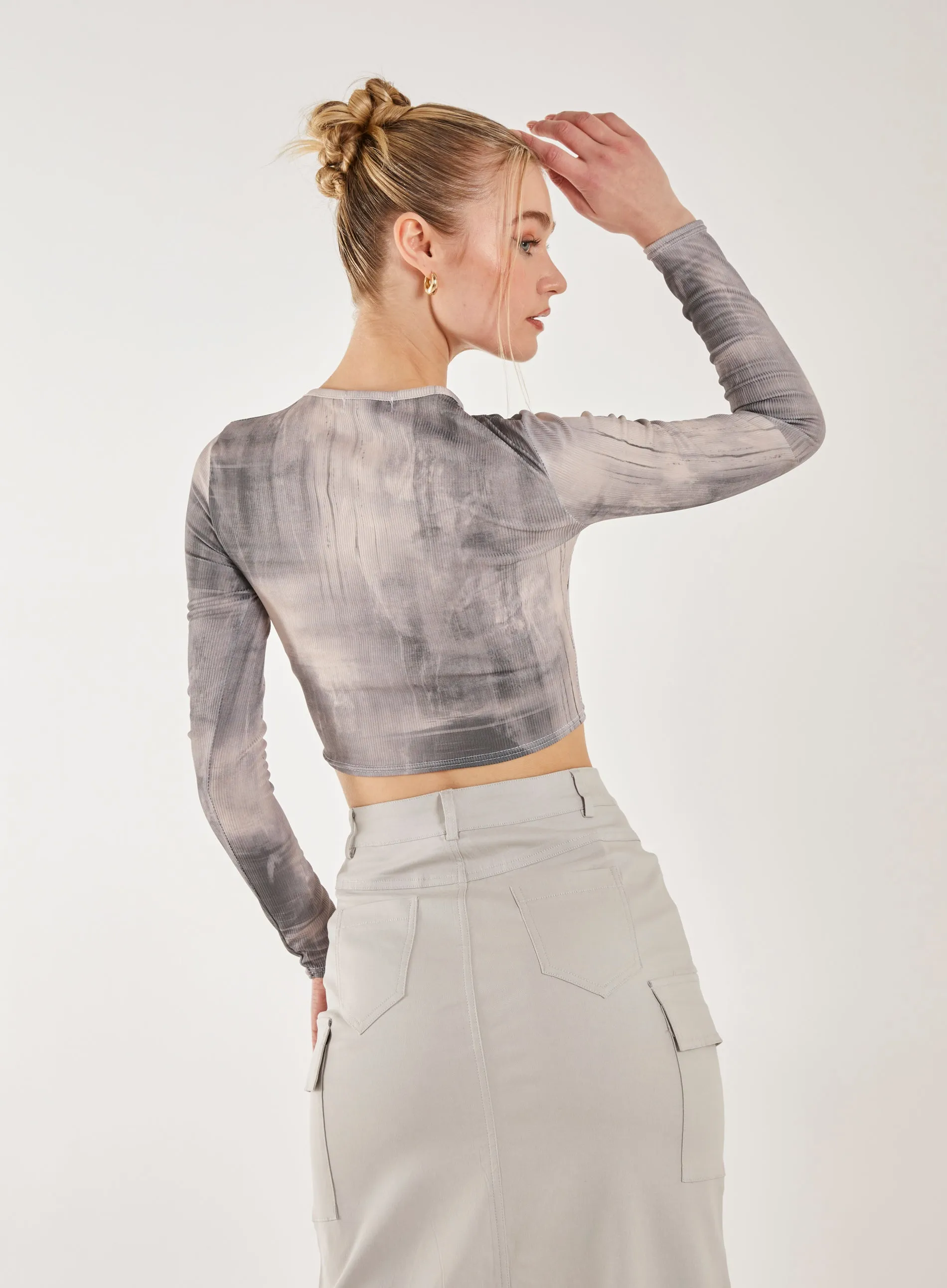 Washed Print Long Sleeve Brooklyn Top