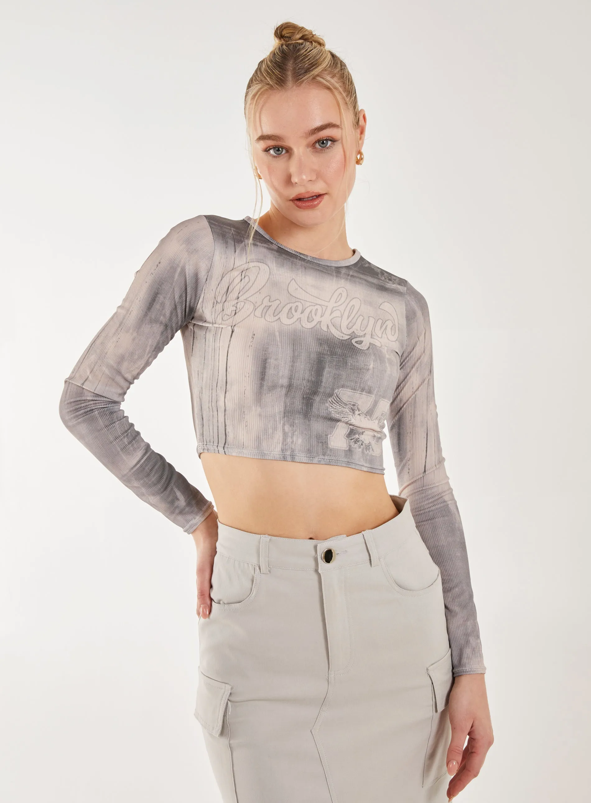 Washed Print Long Sleeve Brooklyn Top