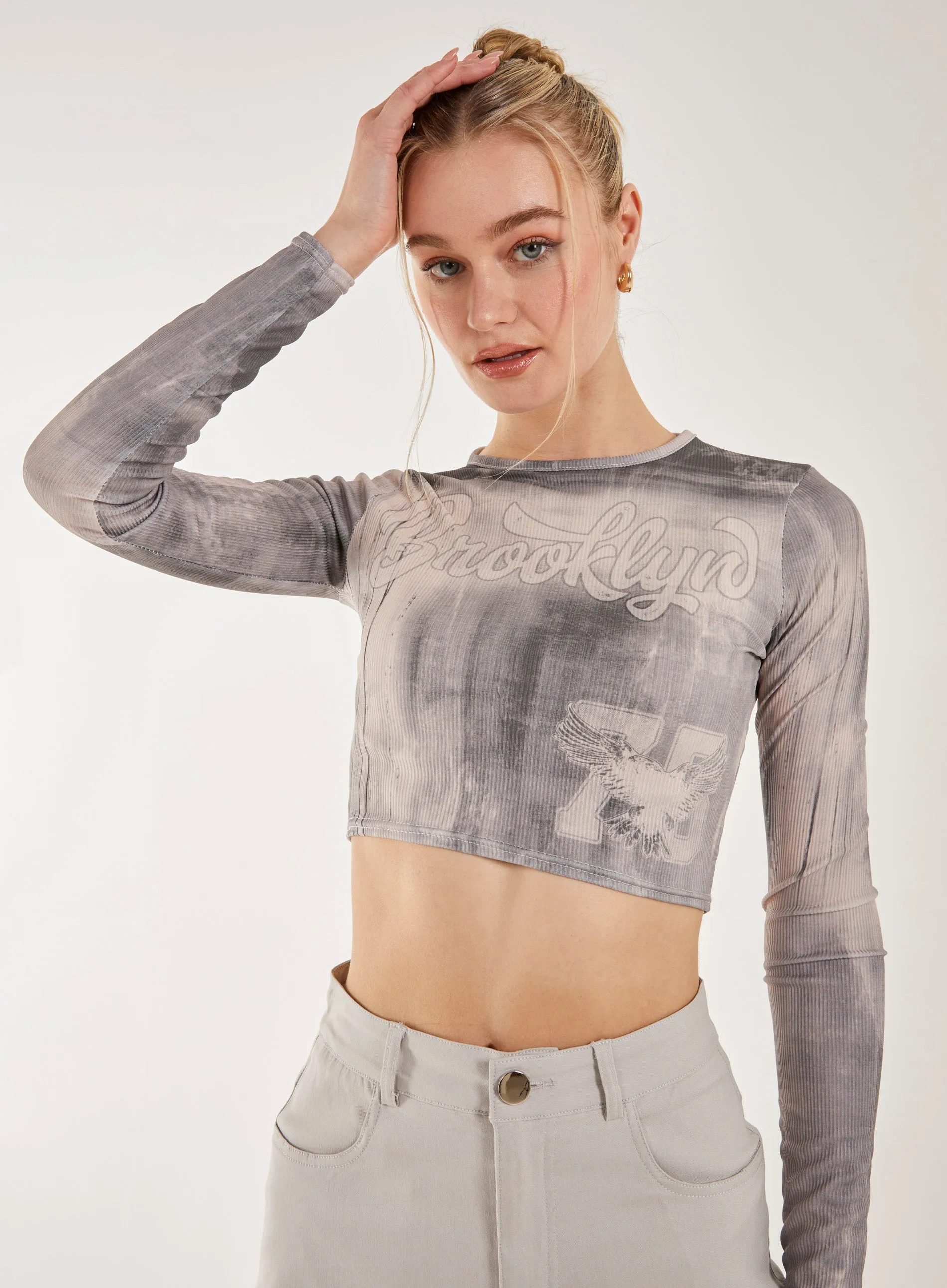 Washed Print Long Sleeve Brooklyn Top