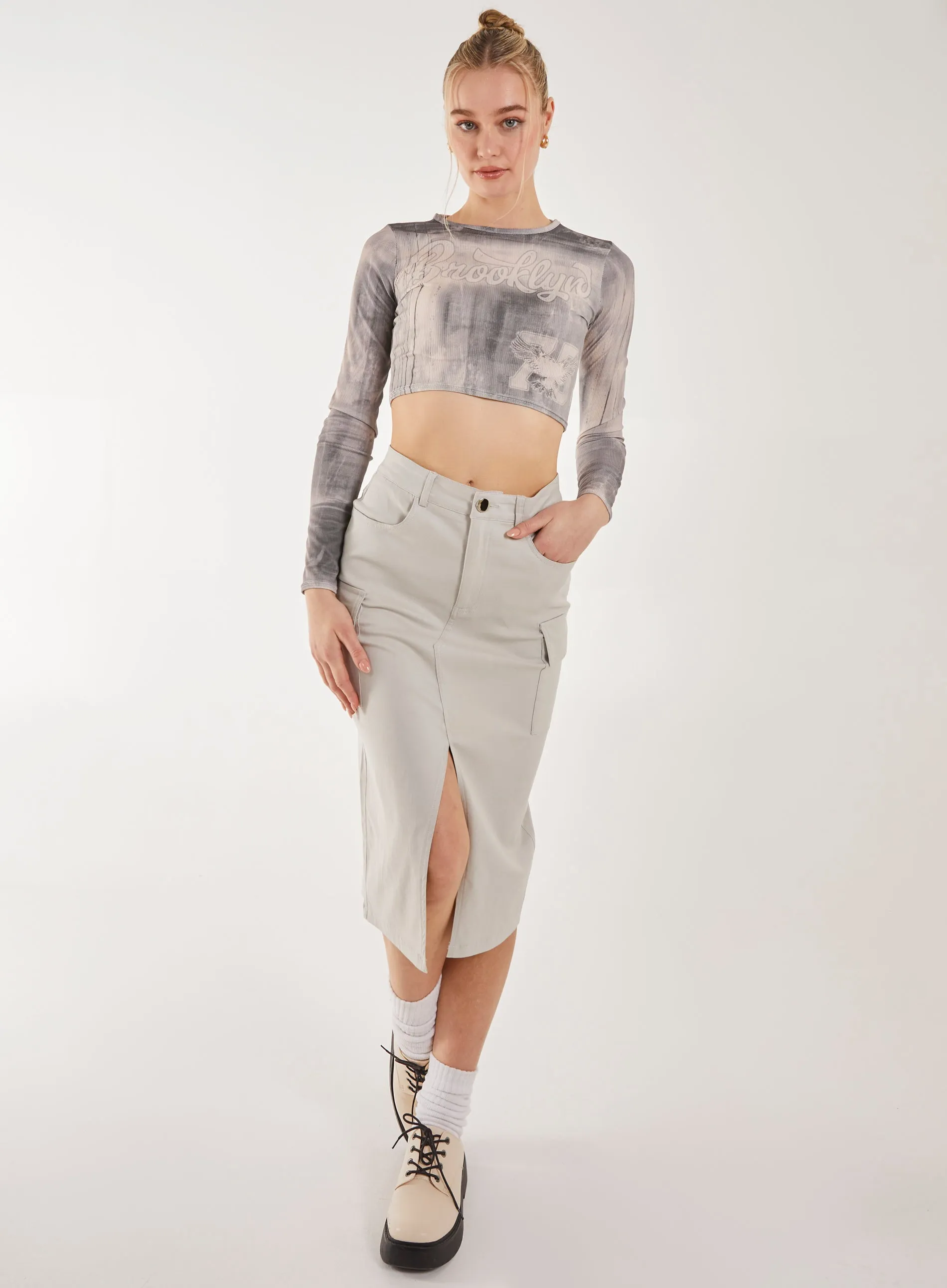 Washed Print Long Sleeve Brooklyn Top