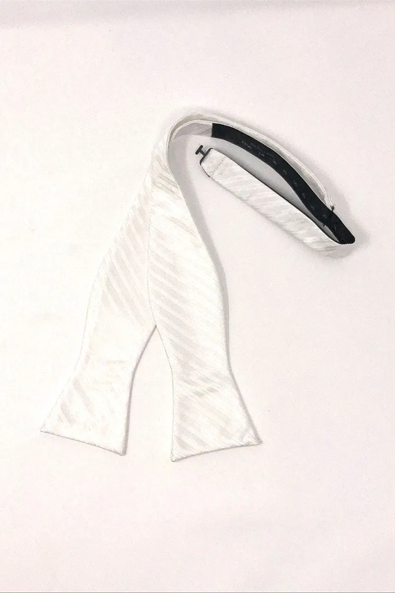 White Newton Stripe Bow Tie