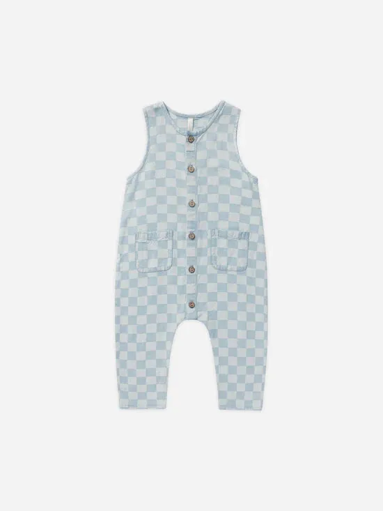 Woven Jumpsuit- Blue Check