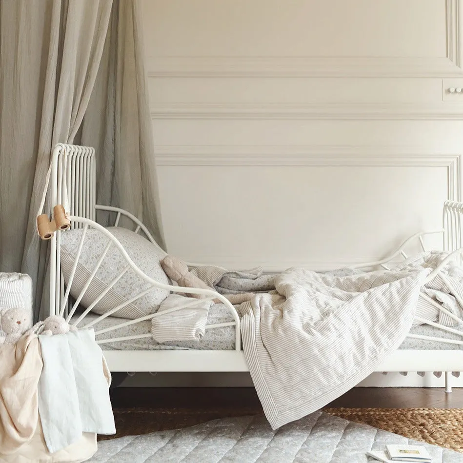 Woven Quilt Cot & Single Bedspread (Natural Stripe)