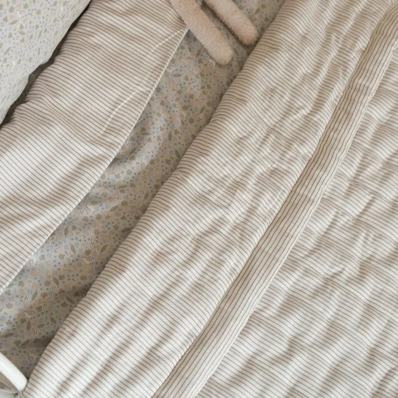 Woven Quilt Cot & Single Bedspread (Natural Stripe)