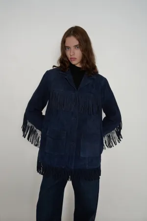 Yuma Suede Fringe Jacket in Midnight Suede