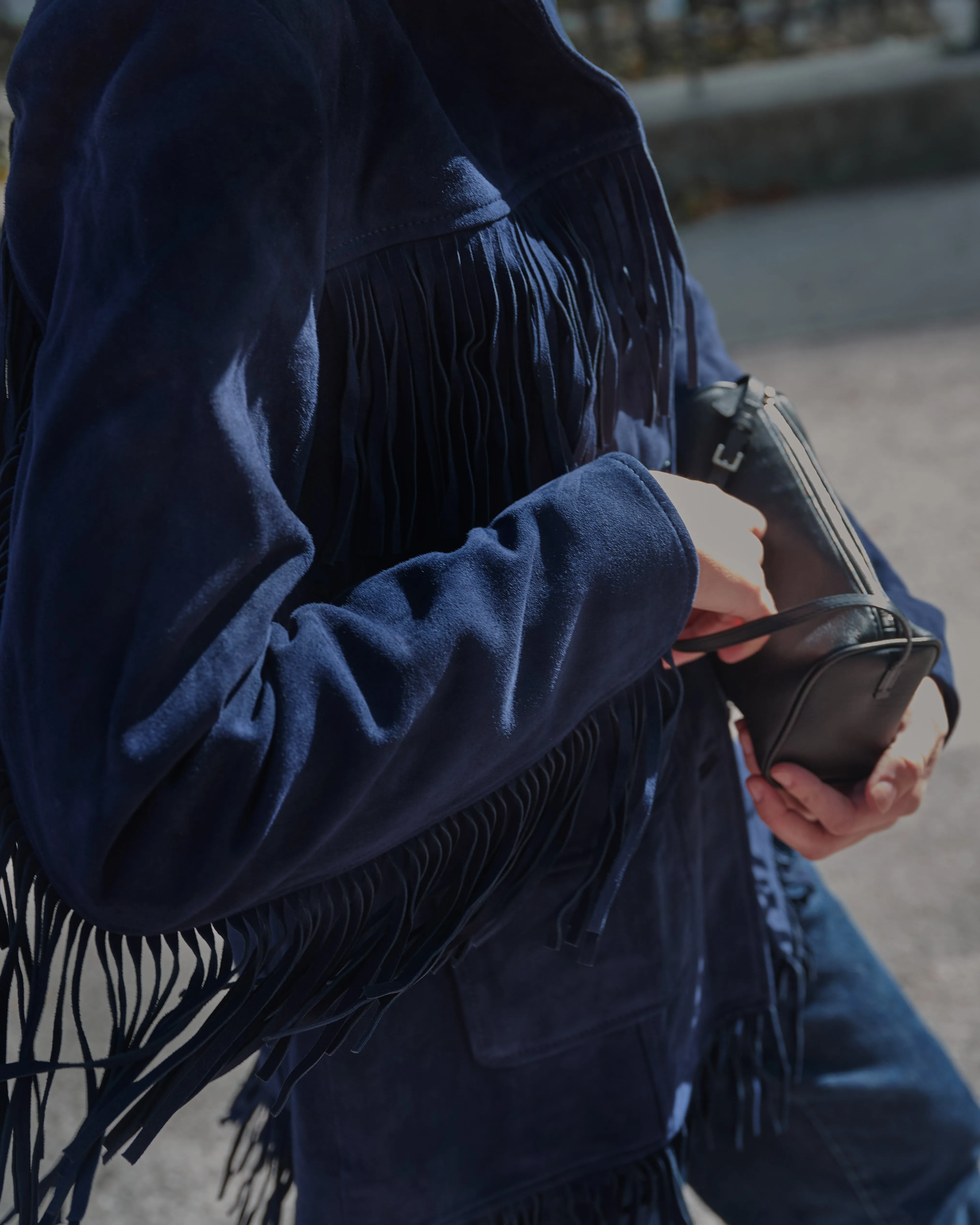Yuma Suede Fringe Jacket in Midnight Suede
