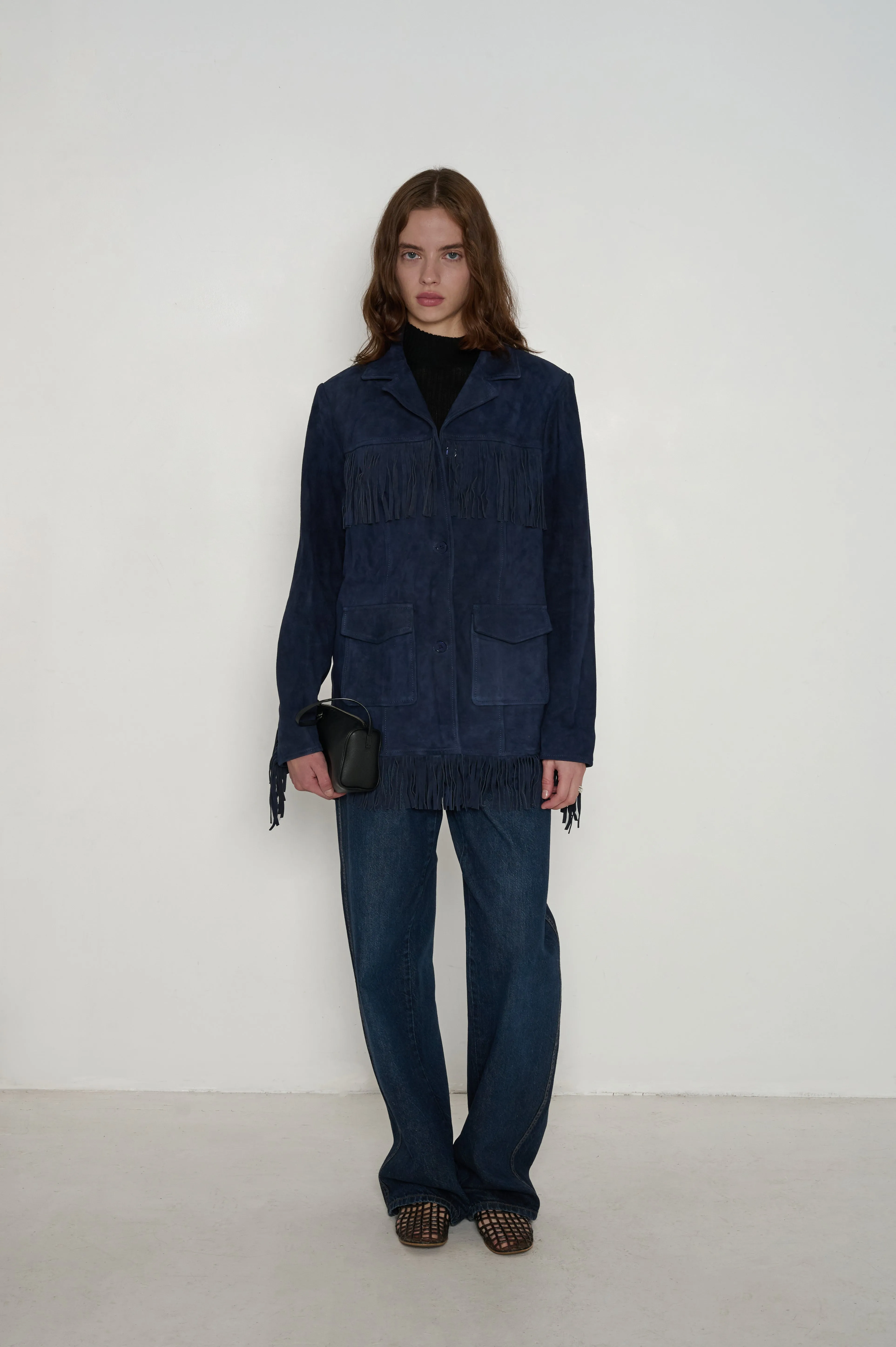 Yuma Suede Fringe Jacket in Midnight Suede