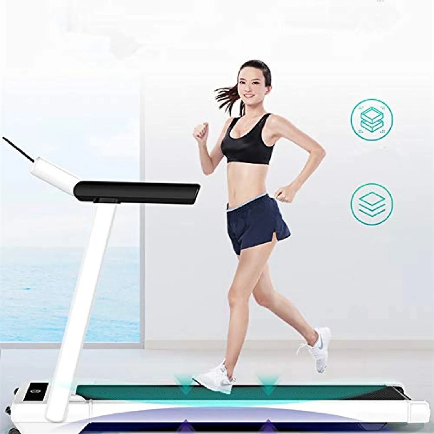 Zzfni Treadmill Full-Folding Home Treadmill, Installation-Free, Small and Ultra-Quiet, LED Display Sports Walking Machine, Suspension Balance Shock Absorption Foldable Treadmill (Size : White)