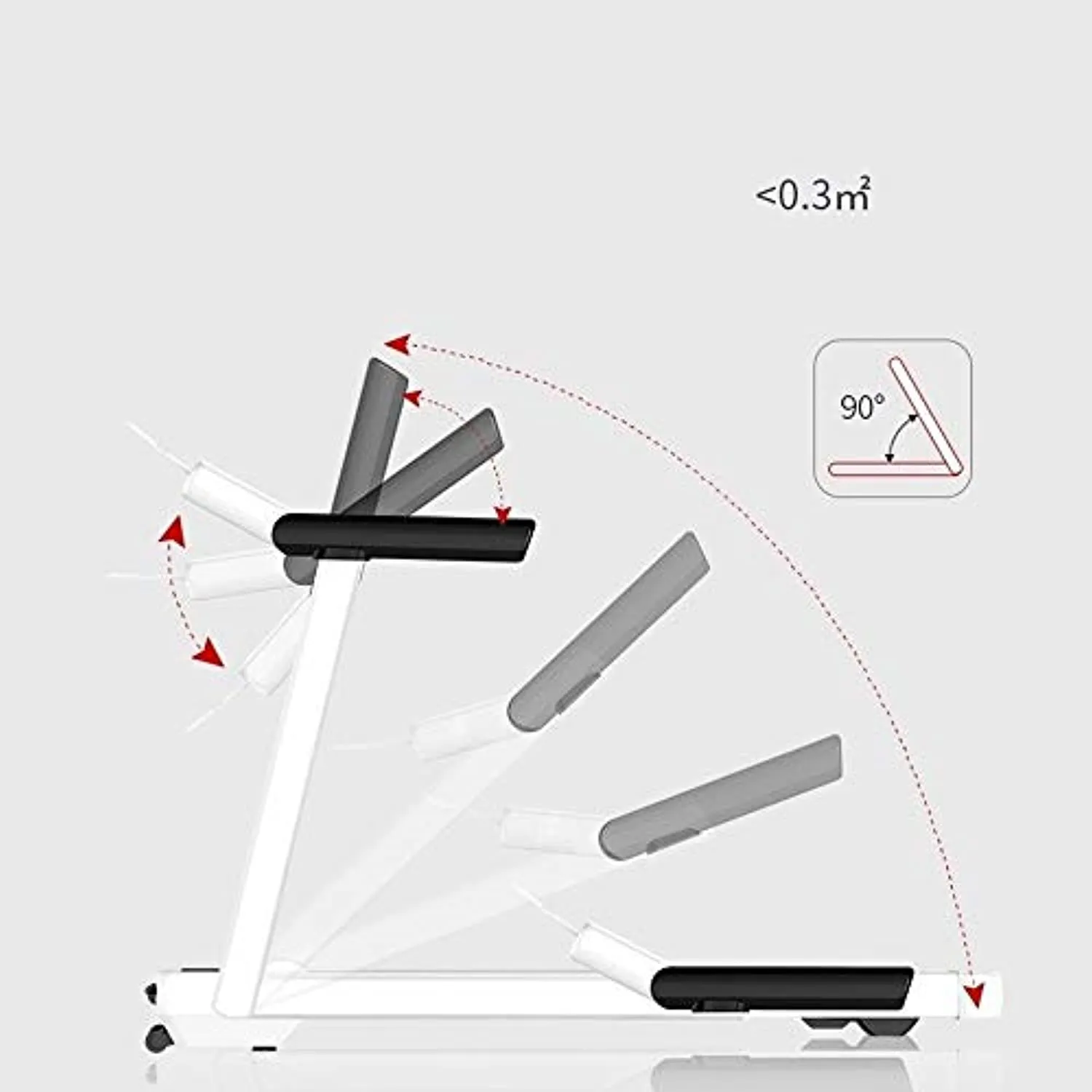 Zzfni Treadmill Full-Folding Home Treadmill, Installation-Free, Small and Ultra-Quiet, LED Display Sports Walking Machine, Suspension Balance Shock Absorption Foldable Treadmill (Size : White)