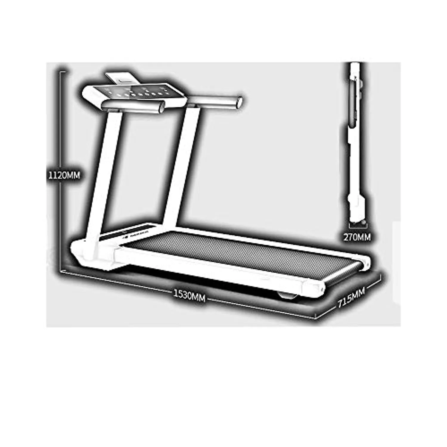 Zzfni Treadmill Full-Folding Home Treadmill, Installation-Free, Small and Ultra-Quiet, LED Display Sports Walking Machine, Suspension Balance Shock Absorption Foldable Treadmill (Size : White)